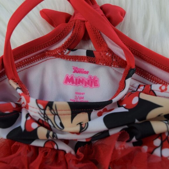🎯5/$30 Disney Minnie Mouse Red Ruffle Swimsuit Beach Swim 3/6 Mos - Picture 4 of 5